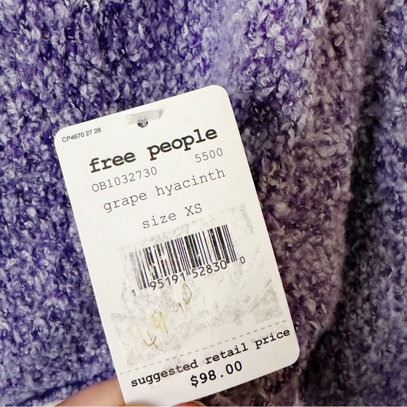 Free People | BFF Cowl Neck Sweater Pullover Slouchy Marled Grape Hyacinth XS - Picture 7 of 8